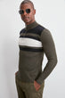 Men Panelled Half Turtleneck Zipper Collar Sweater