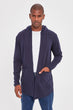 Navy Blue Men 'S Hooded With Pockets New Cardigan
