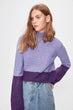 Lilac Crop With Color Block Sweater Pullover