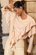 Women Khaki Oversıze The Valonl Frilled blouse