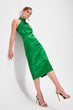 Green Sheer Neckline Sleeveless Dress