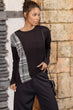 Women Black Plaid Blocky Bluz