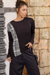 Women Black Plaid Blocky Bluz