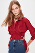 Maroon Coupling Detailed Crop Top Blouse