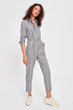 Belted Plaid Jumpsuit