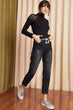 Women Twine Arched Laser Detailed Mom Fit Jeans