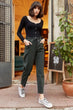 Women Blue Beli Wheel Belted Mom Jeans