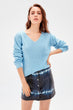 Blue V-Neck Knitwear Sweater