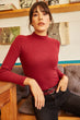 Women Burgundy Half Turtleneck Camisole Blouse