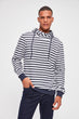 Navy Blue Men 'S Hooded Long Sleeve Striped New Sweatshirt