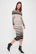 Striped Carmen Collar Sweater Dress