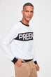 White New Men Embroidered Bike Collar Sweatshirt