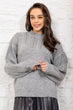 Women Gray Half Turtleneck Stone Sweater