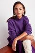 WOMEN-Purple Crew Neck Sweater
