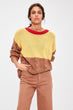 Yellow Color Block Mesh Detailed Knitwear Sweater