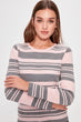 Gray Striped Knitwear Sweater