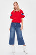 Blue High Waist Culotte Jeans