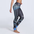 Elastic Sports Leggings with Gradient Color Stripe Print