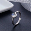 Simple 925 Sterling Silver Round Rainbow; Natural Moonstone Rings For Women