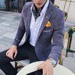 Men Slim Fit Blazer Suit Jacket with Gold Embroidery