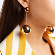 Big Metal Gold  Ball Earrings For Women