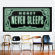 Money Never Sleeps HD Canvas Print