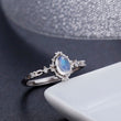 Vintage Style 925 Sterling Silver Round Natural Moonstone Rings For Women