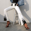 Symmetrical Flame Print High Waist Flare Pants