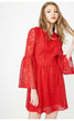 Women's See-through Crochet Long-sleeved Dress