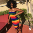 Strapless Bright Rainbow Dress for Women