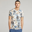 Summer Men Cotton Flower Print T Shirt