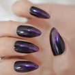 Purple Glitter/ French Black Stiletto Fake Nails