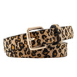 Female Belt with Leopard Pattern & Rose Gold Metal Buckle