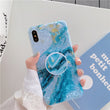 Luxury Gold Stamping Blue Marble Holder Phone Case For iPhone