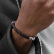 Leather/stainless steel chain bracelet