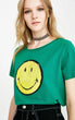 Women's 100% Cotton Smiling Face Loose Fit T-shirt