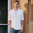 Summer Men Shirt - 100% Cotton (White Green Yellow)