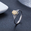 Simple 925 Sterling Silver Oval Natural Opal Rings For Women